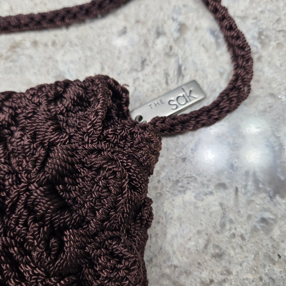 The Sak Brown‎ Crochet Small Shoulder Bag Cross Body Bag Boho - Picture 5 of 11